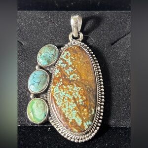 Silver and Turquoise Pendant Necklace